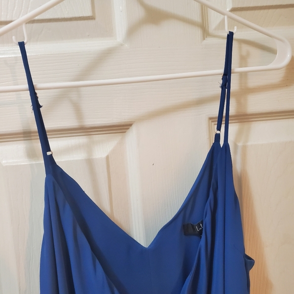 Manhattan Moment Blue Ruffled Midi Wrap Dress Lulus - Picture 10 of 16